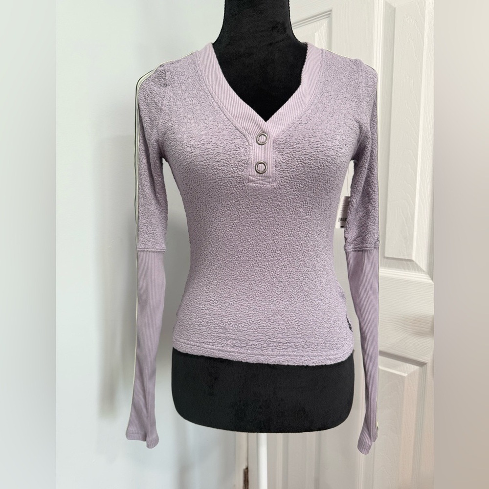 FP Movement by Free People Lilac Buttoned Long Sleeve Top